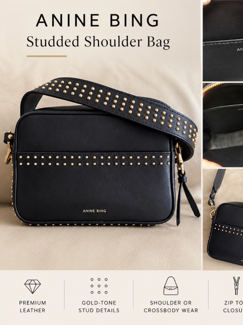 Anine Bing Alice Studded Camera Bag